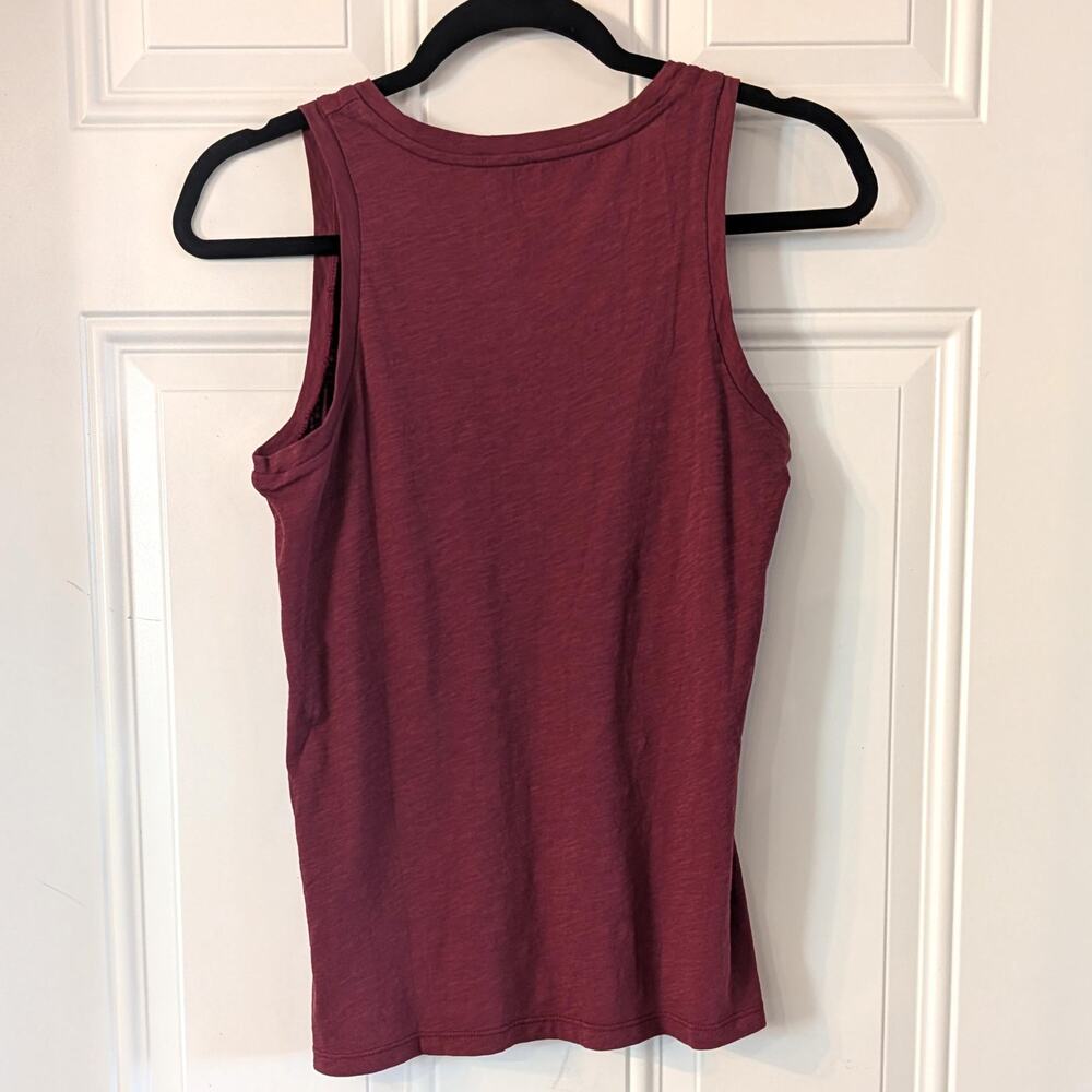Madewell Whisper Cotton Pocket Tank Top XXS Dusty Burgundy NWT - Picture 3 of 8